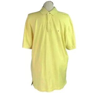 Tommy Hilfiger Mens XL Polo Mesh Shirt Short Sleeve Bottom-Up Cotton Yellow